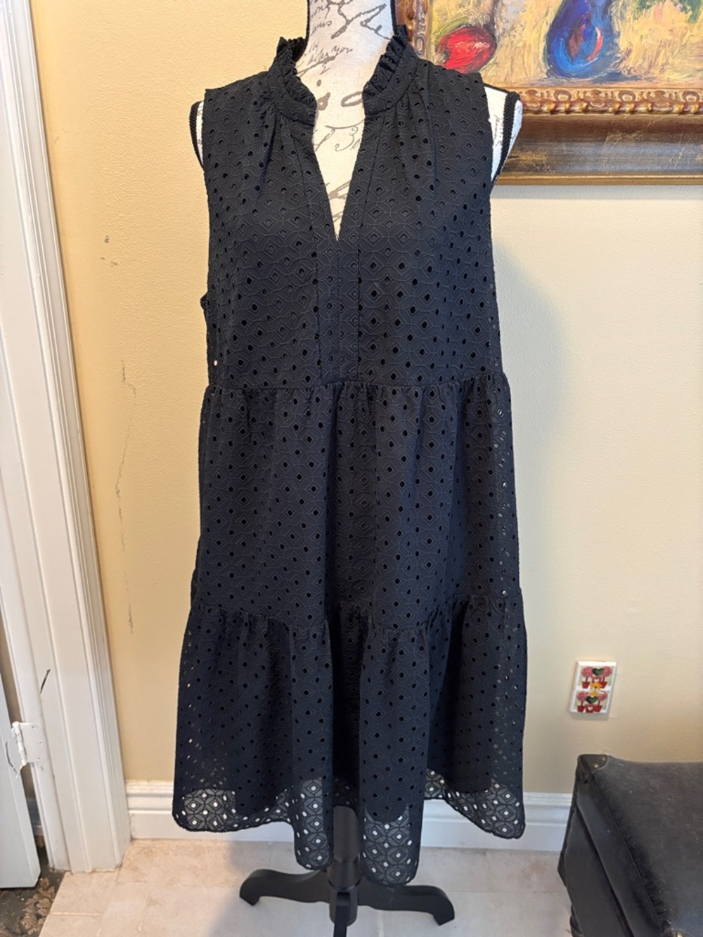 🌴Lilly Pulitzer Novella Eyelet high v neck  Sleeveless swingy Maxi Dress pockets